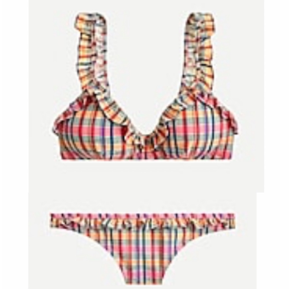 J. Crew French bikini electric plaid. Medium